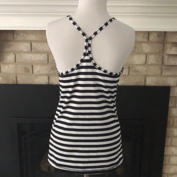 Champion Black White Stripe Racerback Built-in Bra Workout Tank size Medium - Picture 6 of 10